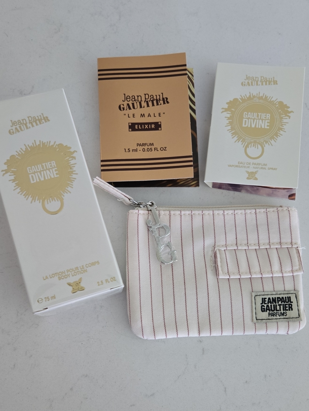 NIB Jean Paul Gaultier Gaultier Divine Body Lotion 75ml Canvas Zip Pouch W/charm